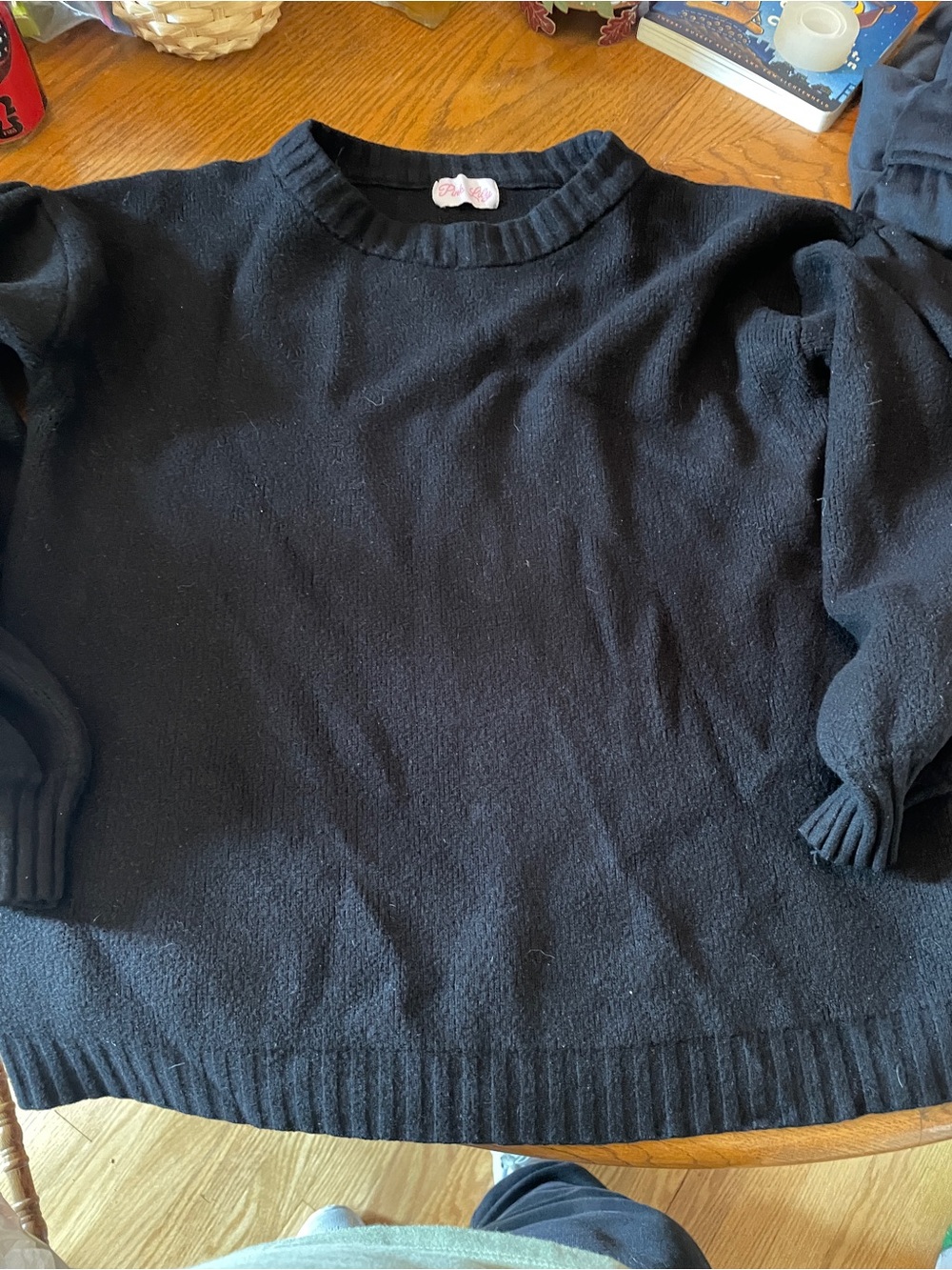 Classic Black Crewneck Women's Sweater - Pink Lily